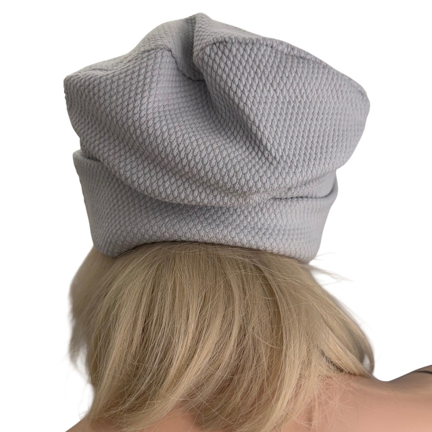 Simpłe Slouchy Beanie — Grey Honeycomb Knit