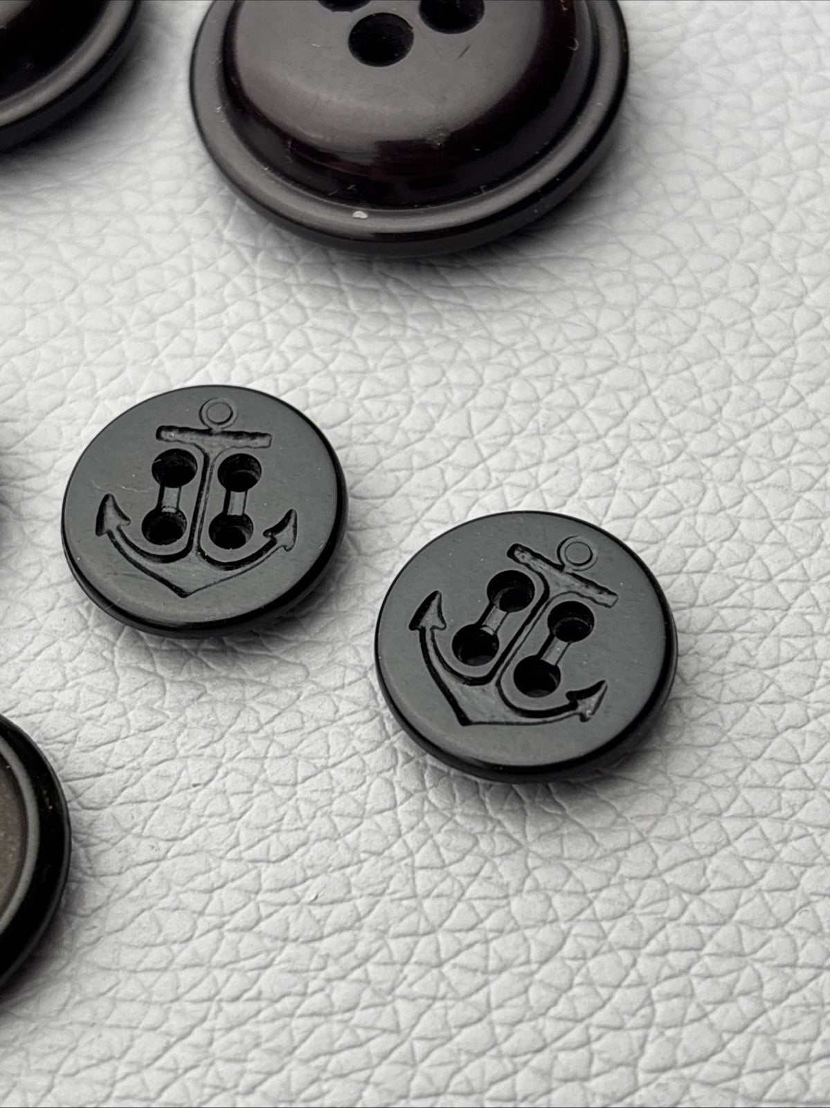Vintage button lot ,15 black  mix with nautical anchor designs Rare Steel