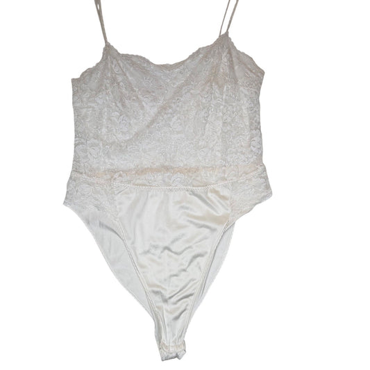 Handmade Vintage Bodysuit Lace Satin Bridal Coquette Balletcore Ivory Sz Small