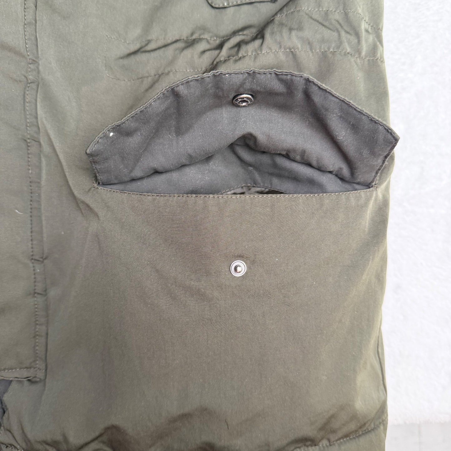 George Parka Jacket Olive Green Faux Fur Hood Military Utility Gorpcore Medium