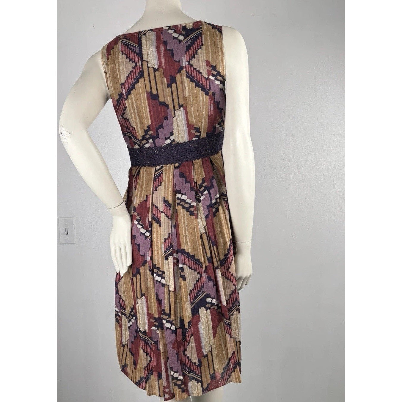 Axcess by Liz Claiborne Abstract Print Sleeveless Dress Boho Retro Style M