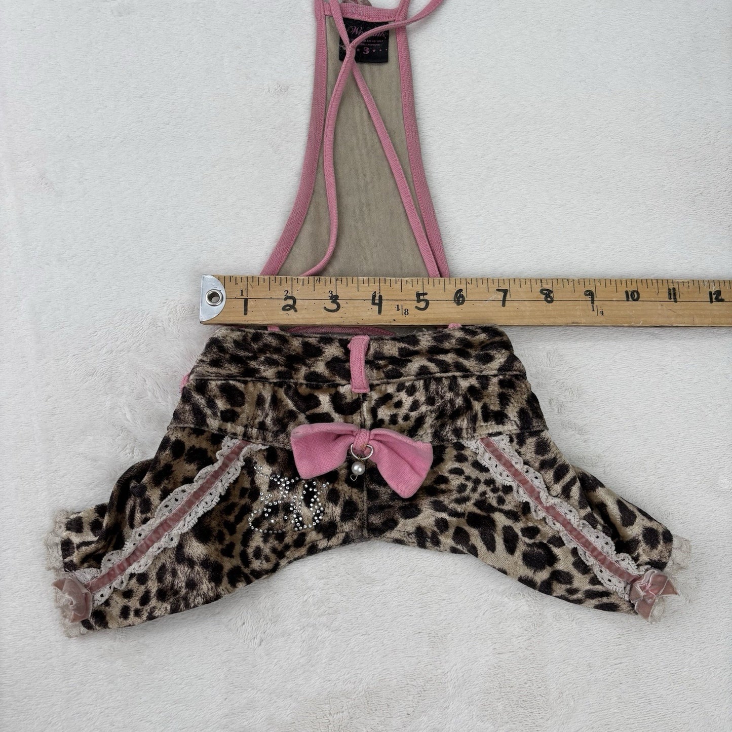 Wooflink Animal Print Dog Jumper Hot pants Size 3 Medium Dog Lace Bows Glamcore
