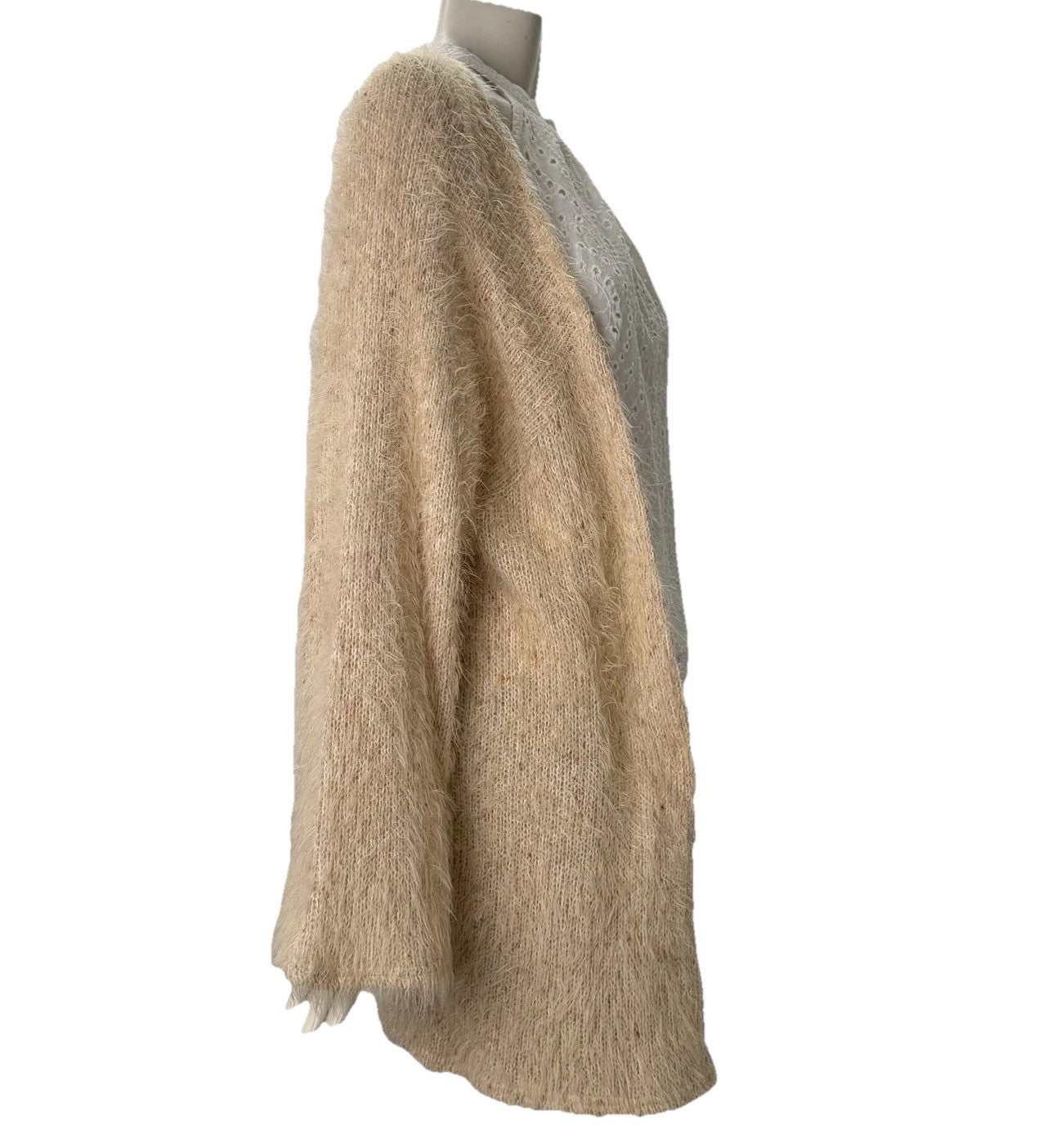 Some Days Lovin Fuzzy Pink Cardigan Eyelash Open Front Sweater  Women’s Small