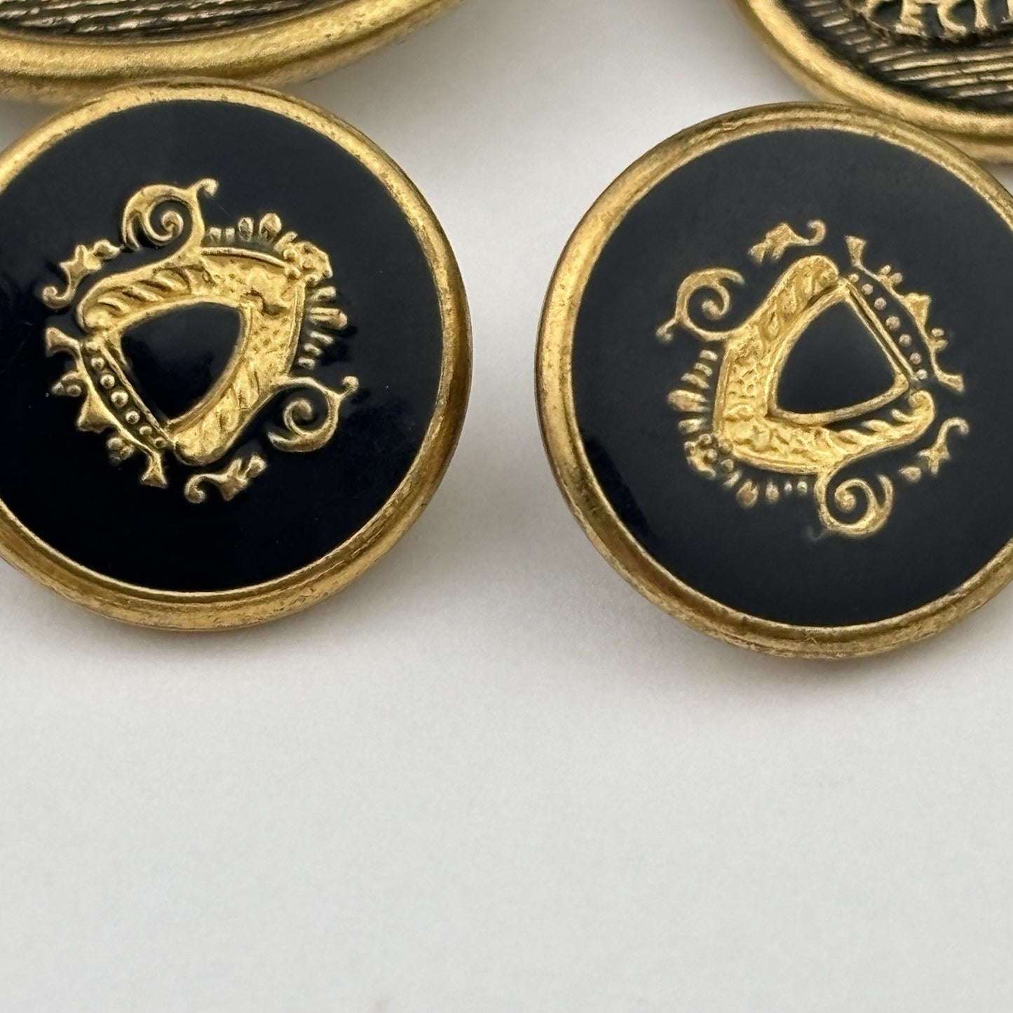 Vintage Brass & Gold Button Lot – Embossed, Hammered & Textured Mix, 31 Pieces