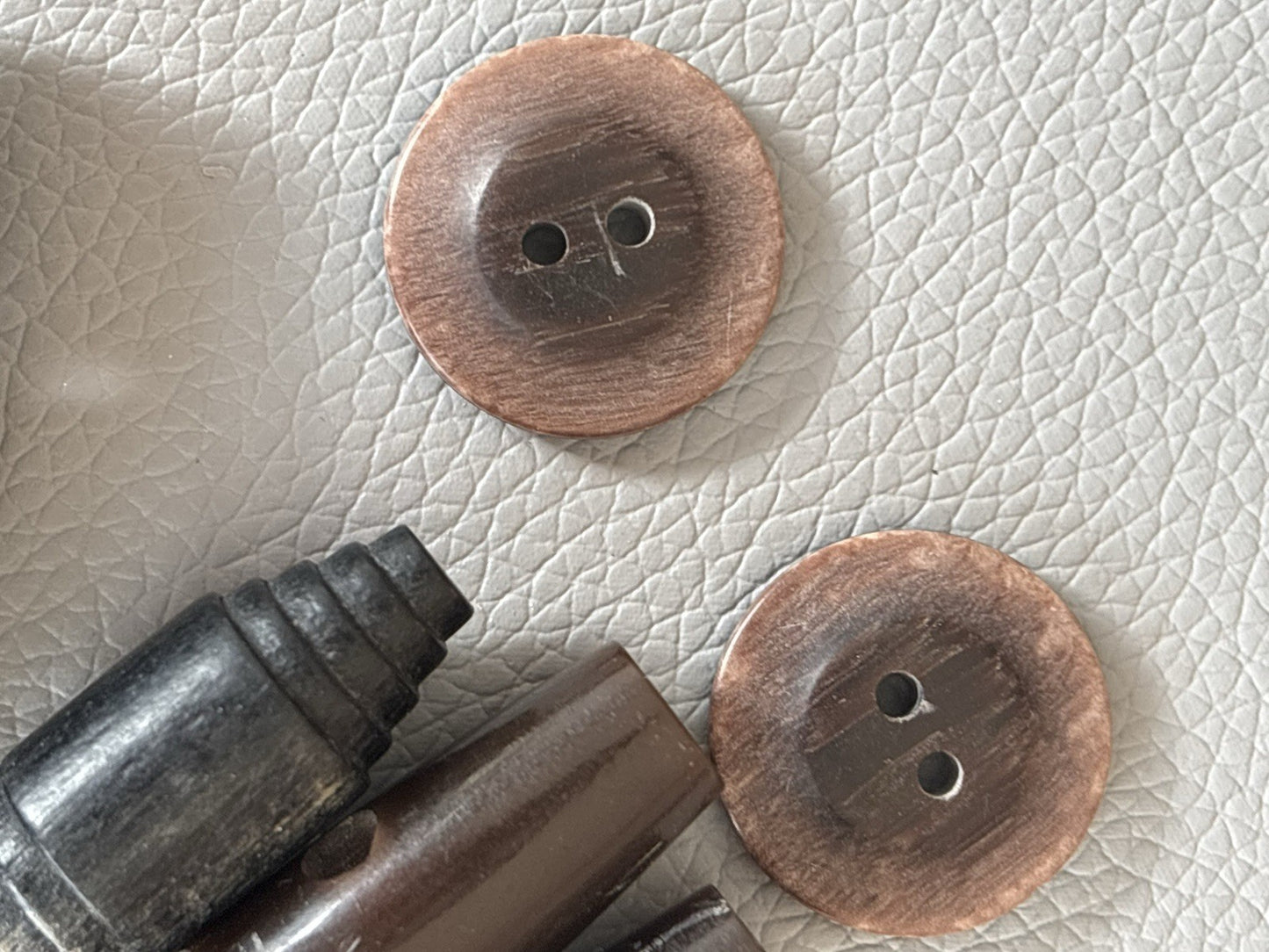 Vintage Wooden Buttons + Toggle. Small New Plastic Buttons Four Hole Two Hole