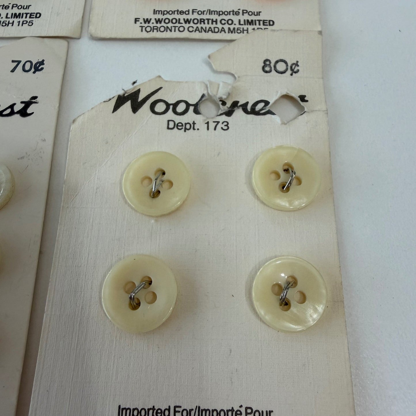 Vintage Woolworth Buttons Lot NOS Cards Cream Orange Sewing Craft Canada