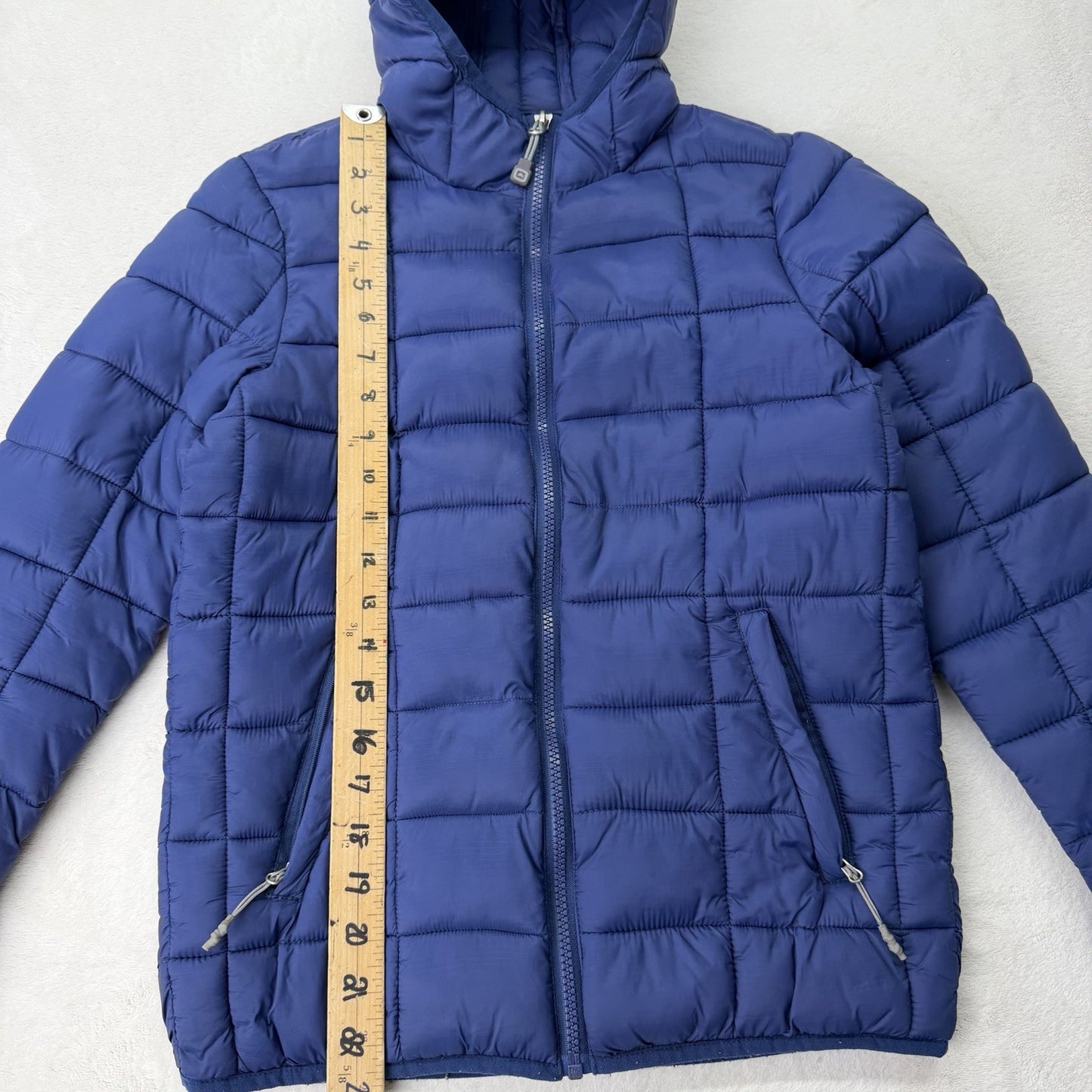 Outbound Puffer Jacket Men’s Large Blue Hooded Lightweight Nylon Coat Gorpcore