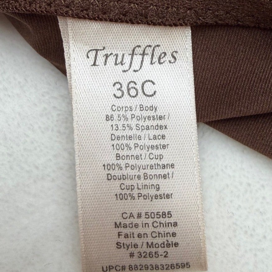 Truffles Brown Camisole Bra Top Underwire Lace Trim Y2K Coquette Romantic 36C
