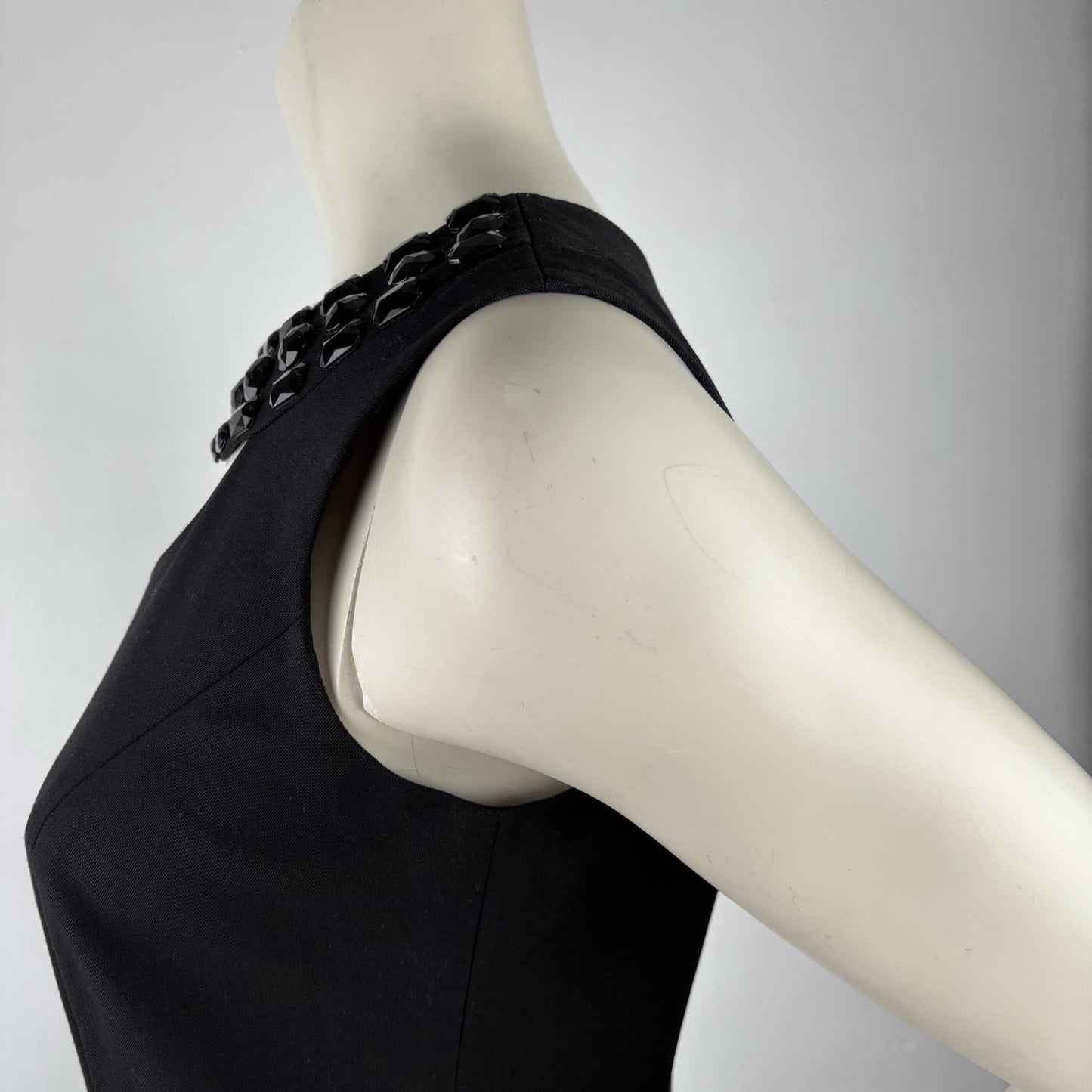 Tribal Black Stretch Sheath Dress 6 | Embellished Neckline | Classic LBD