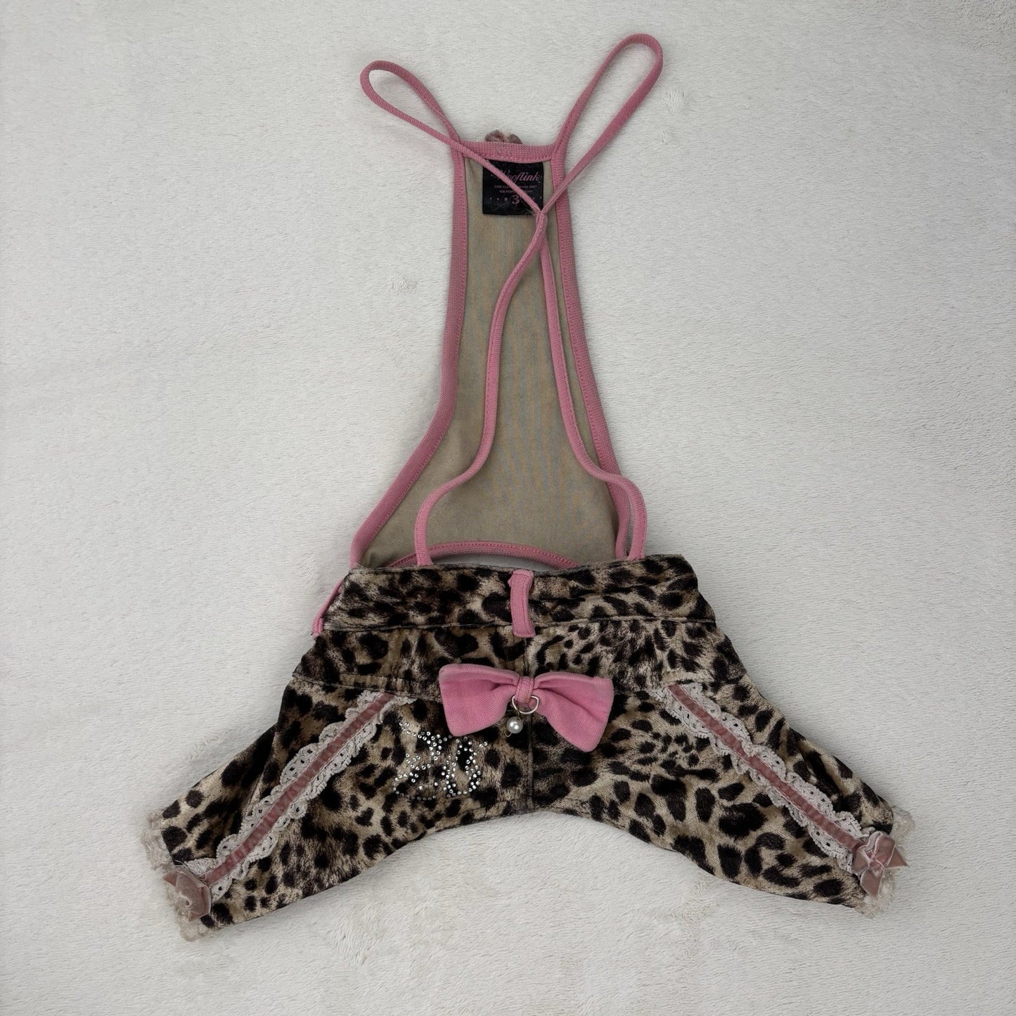 Wooflink Animal Print Dog Jumper Hot pants Size 3 Medium Dog Lace Bows Glamcore