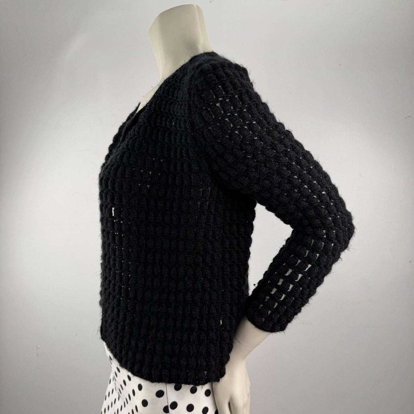 Vintage Black Handmade Cardigan Quiet Luxury Old Money Capsule Wardrobe Medium