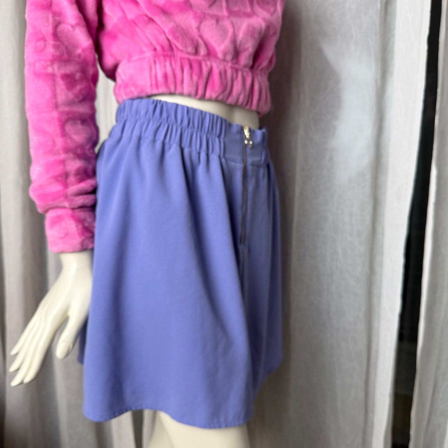 Dynamite Mini Skirt Periwinkle Blue Crepe Front Zip Baddie Coquette Soft Girl S