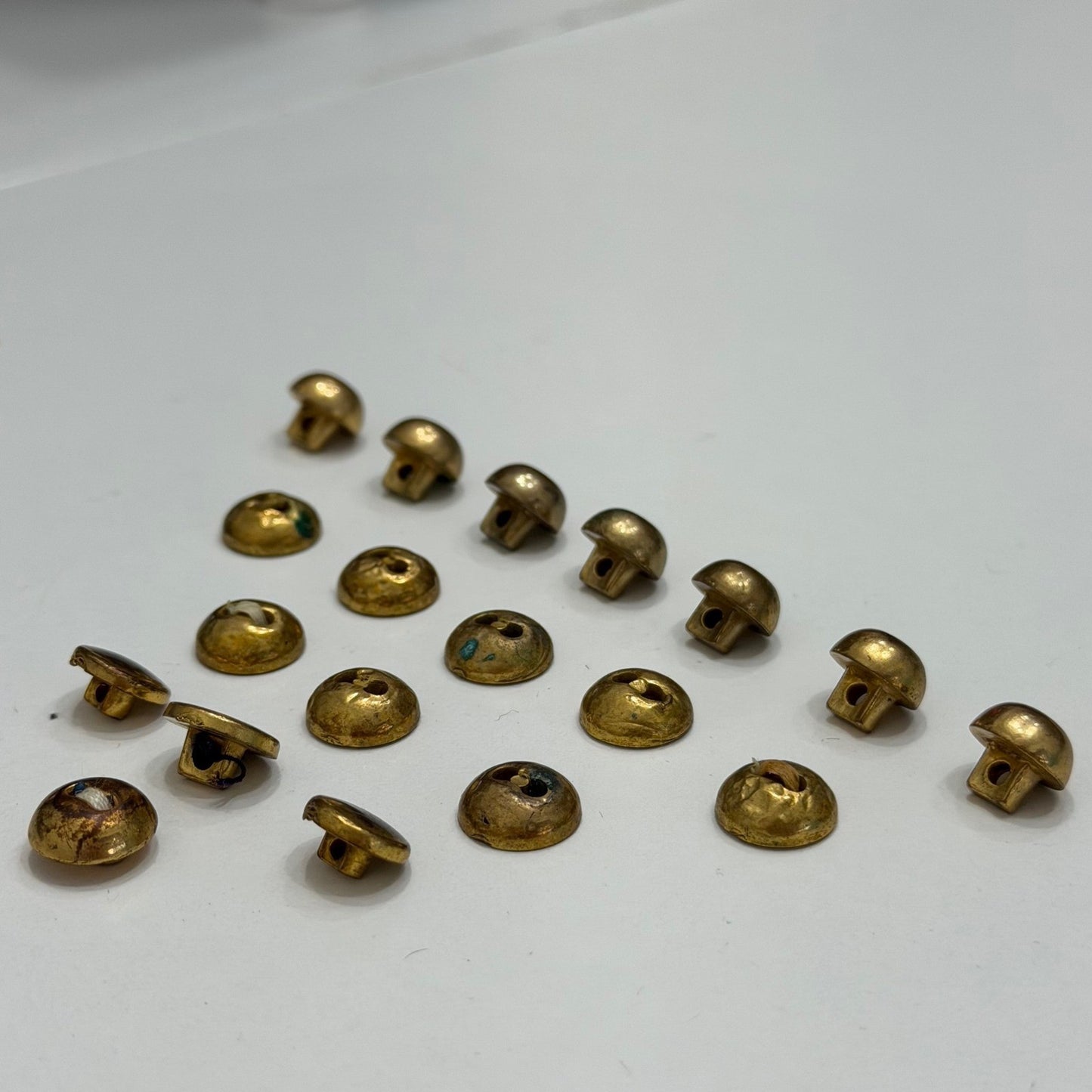 Vintage Brass Buttons Mixed Dome Mushroom Set Gold Metal 18pc OS