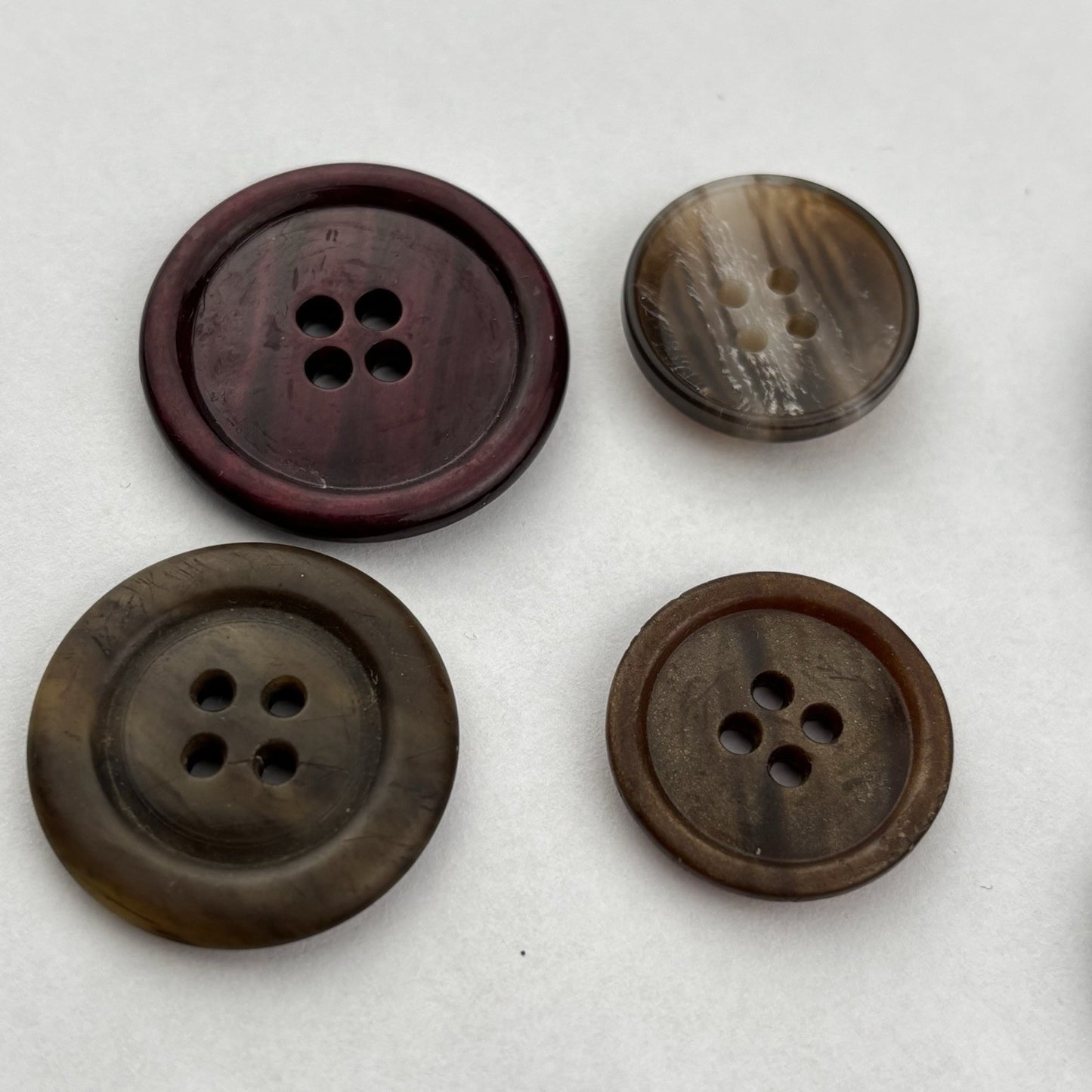 Vintage Bakelite Button Lot (13 Pcs) – Rich Brown, Horn, and Marbled Tones