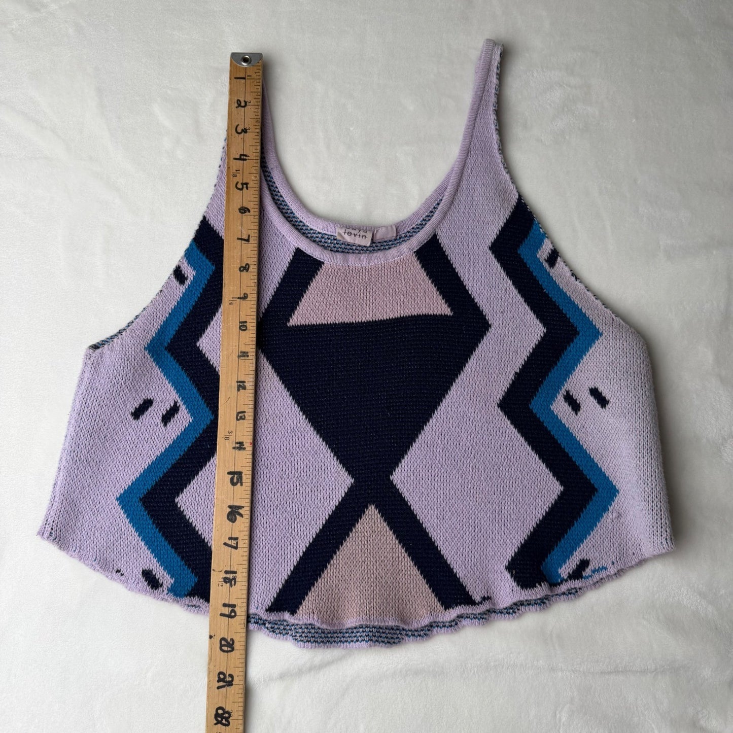 Some Days Lovin Knit Crop Tank Top – Geometric Pattern – Womens Small