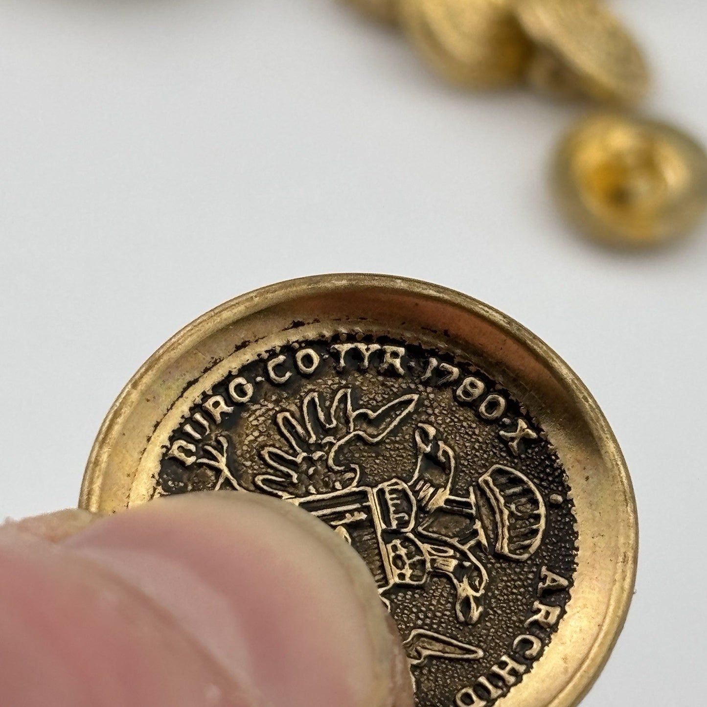 Vintage Brass & Gold Button Lot – Embossed, Hammered & Textured Mix, 31 Pieces