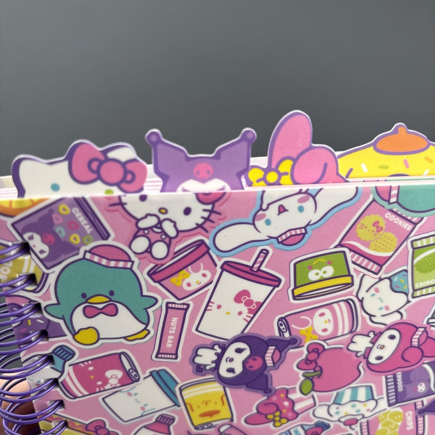 Hello Kitty and Friends Spiral Journal — Kawaii Snack Shop Notebook w/ Tabs