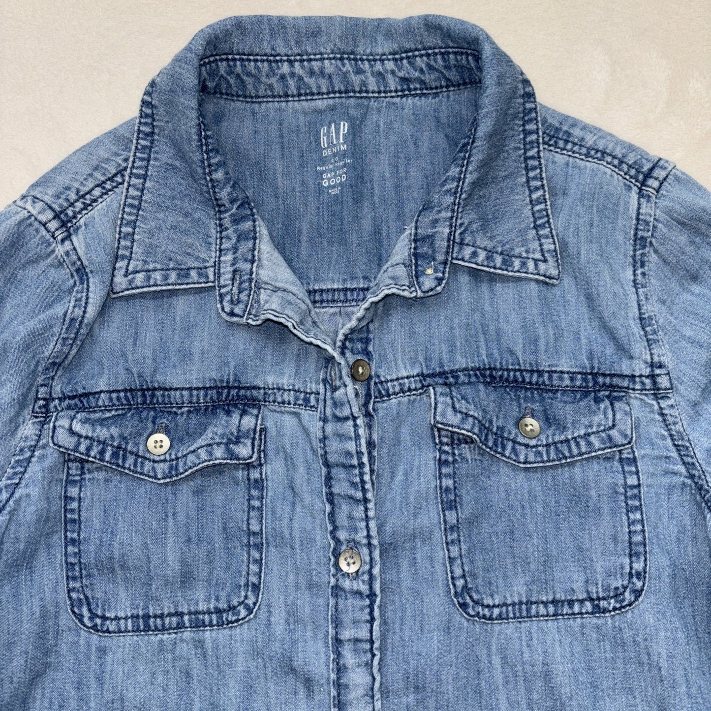 Gap Denim Girl's GAP FOR GOOD Button Down Shirt Dress Sz Large Cowgirl Western