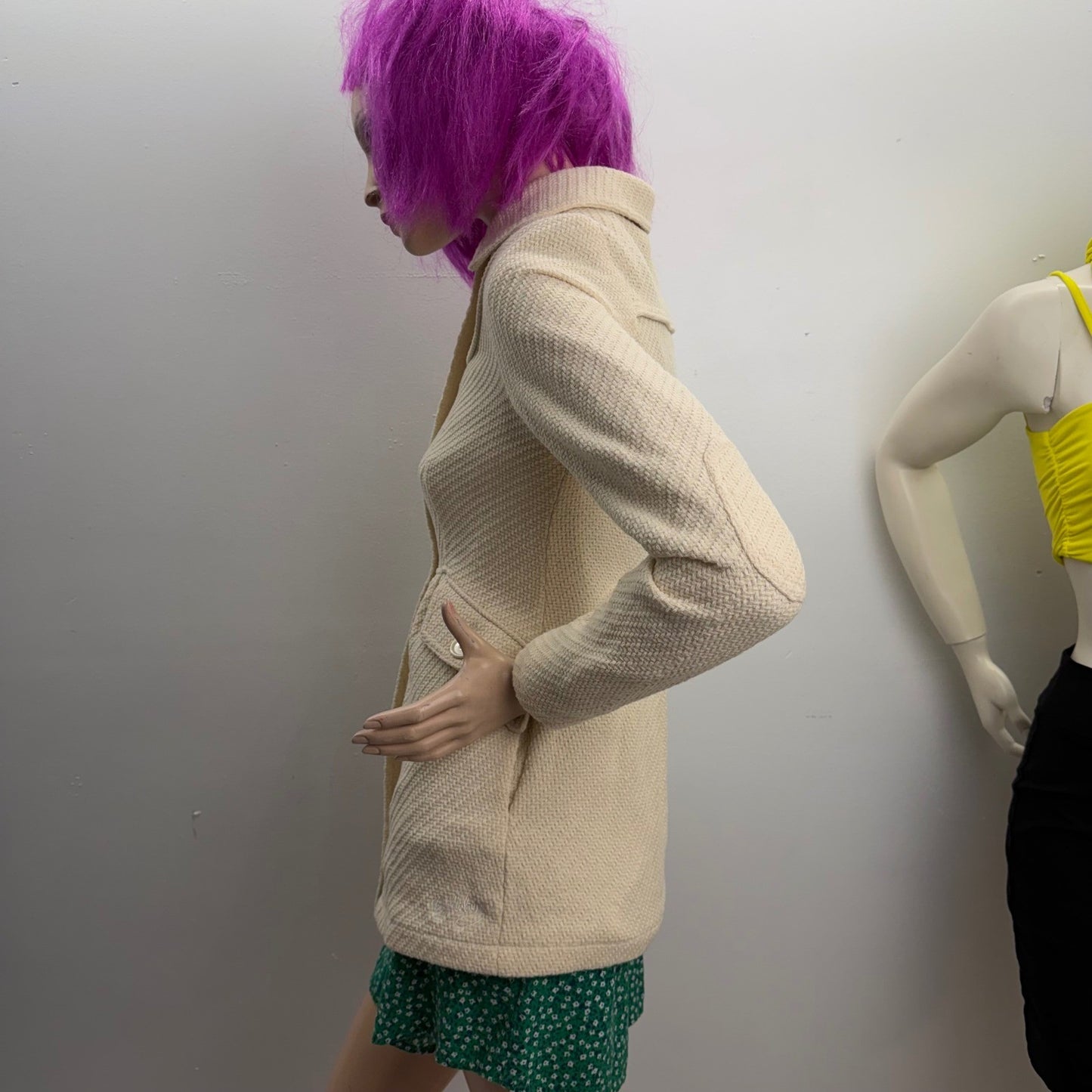 Billabong Cream Textured Peplum Coat Jacket Women's Size Small