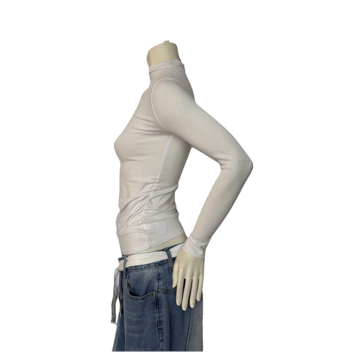 Paraphrase women's basiccore white mock neck long sleeve top classic sz small