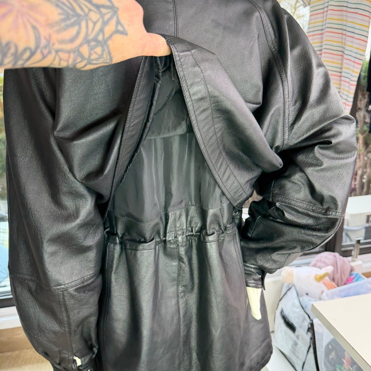 Vintage Black Leather Jacket 22W Plus Size Oversized Minimal Chic Soft