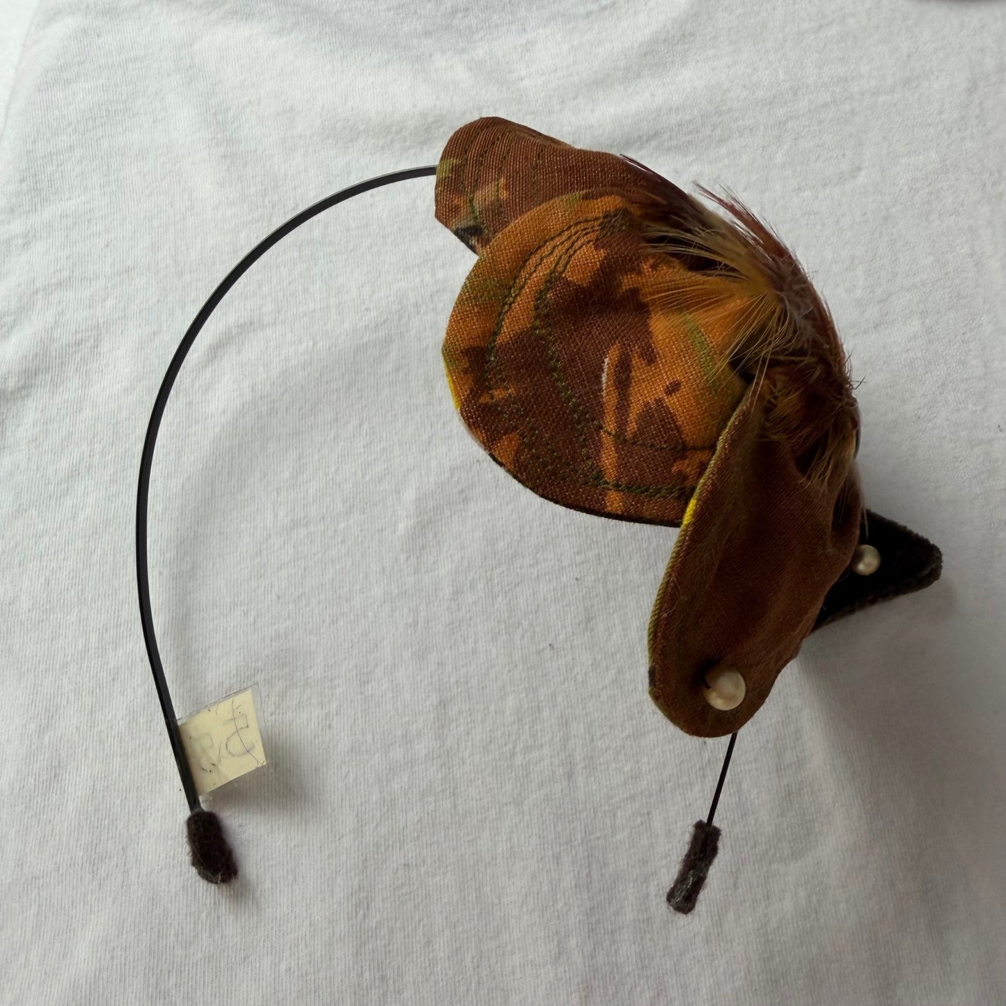 Handmade Floral Headband Feather Fascinator Velvet Autumn Earth Nature  OS