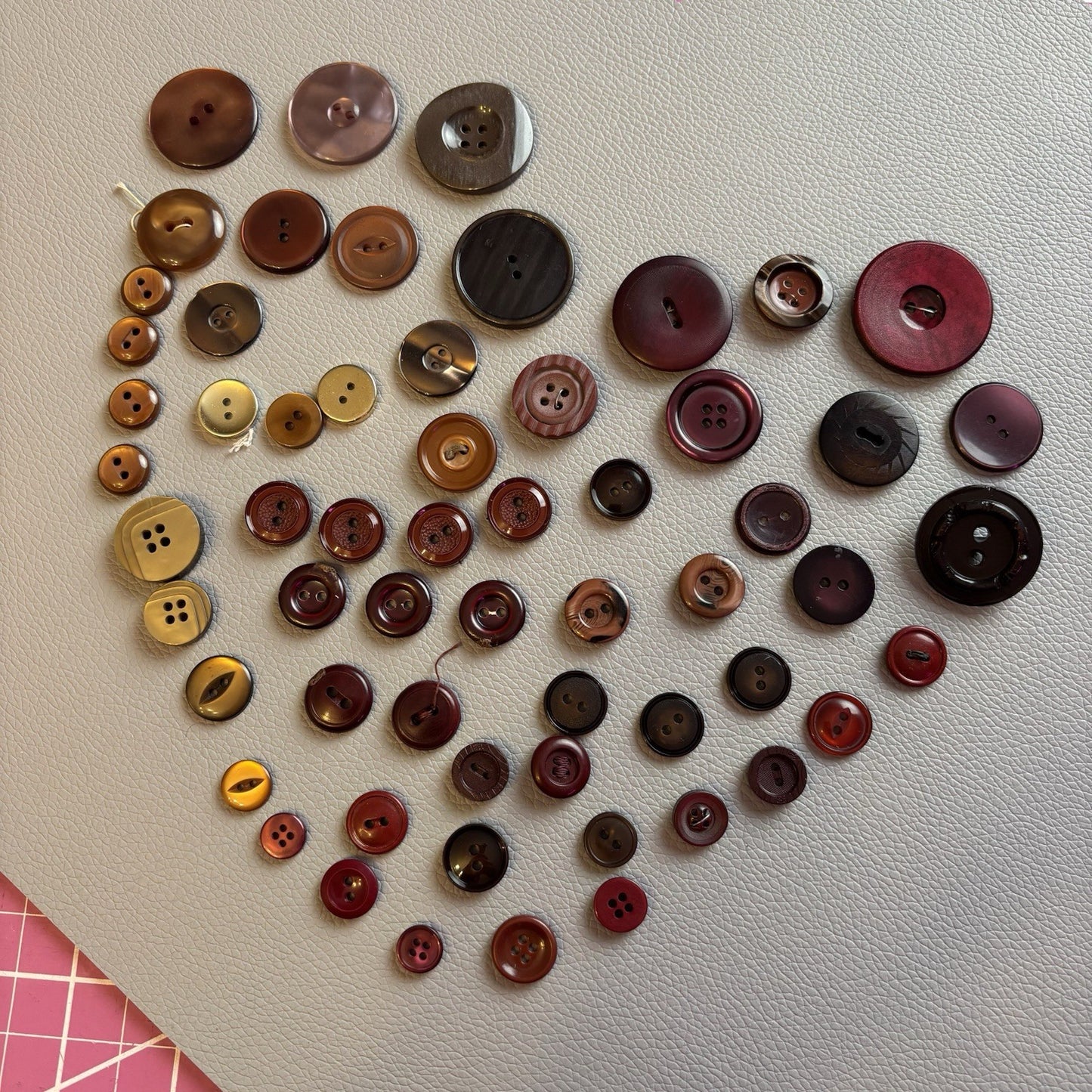 Vintage + New Burgundy And Red  Button Lot. Two Hole + Four Hole Plastic