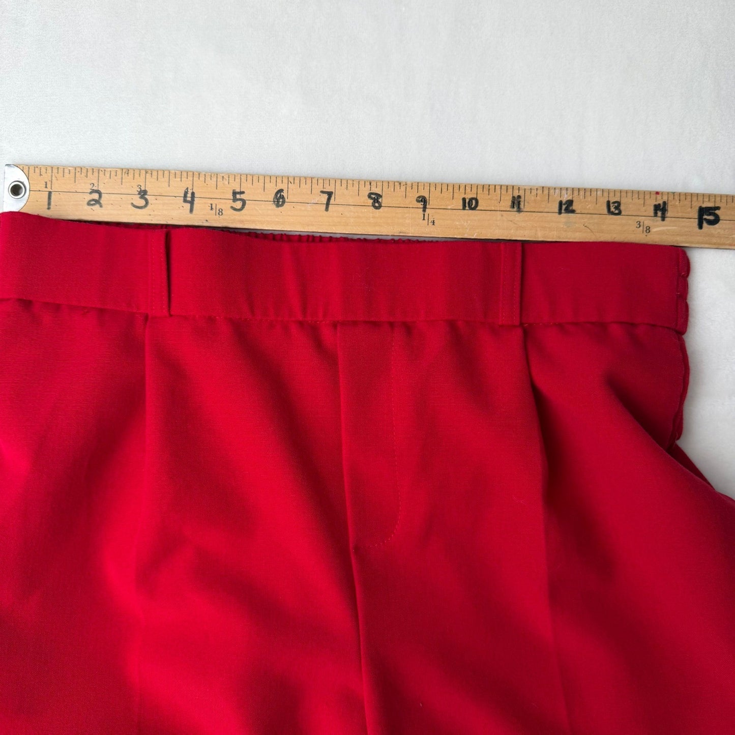 TROVARE Red Pleated Trousers Pants Elastic Waist Women's M/M career Office