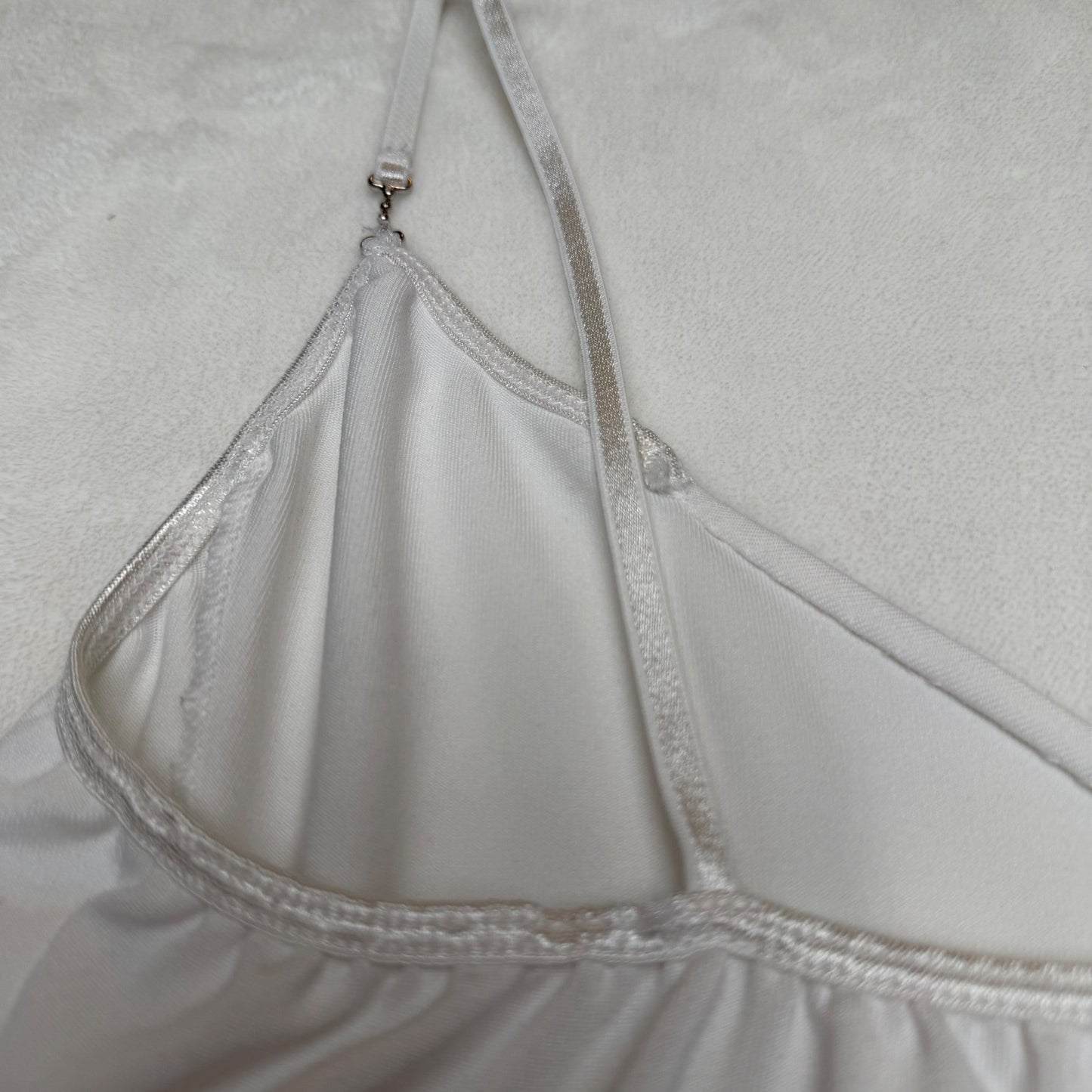 Handmade White Camisole V-Neck Spaghetti Strap Minimalist Coquette Womens Small