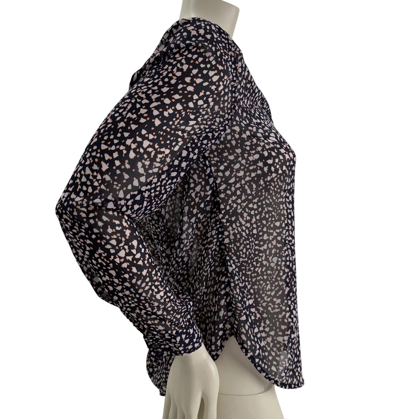 Banana Republic Blouse Womens Navy Blue Abstract Print Office Siren Career  S/P