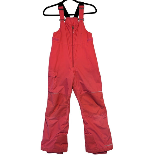 Columbia Girls Pink Size Medium Bin Ski Suit Suspenders Very Worn But No Holes