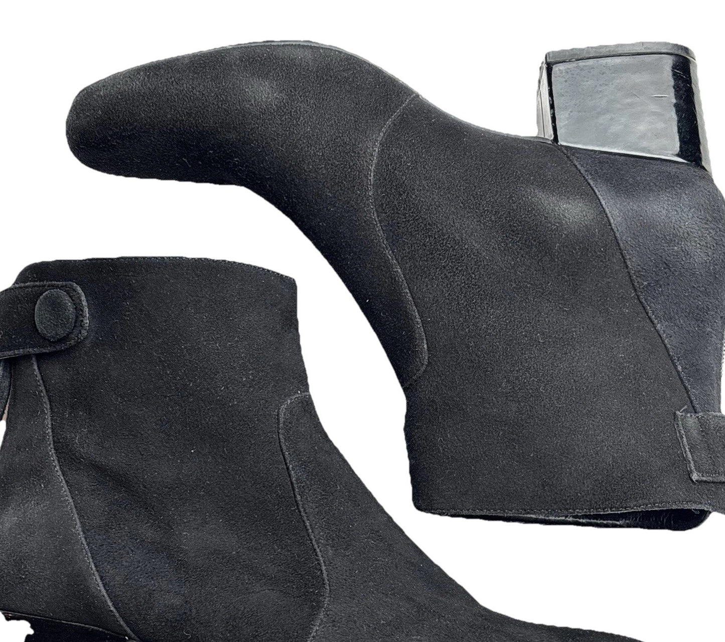 Bandolino Ankle Boots Women’s Size 8.5 Black Patent Block Heel Snap Closure
