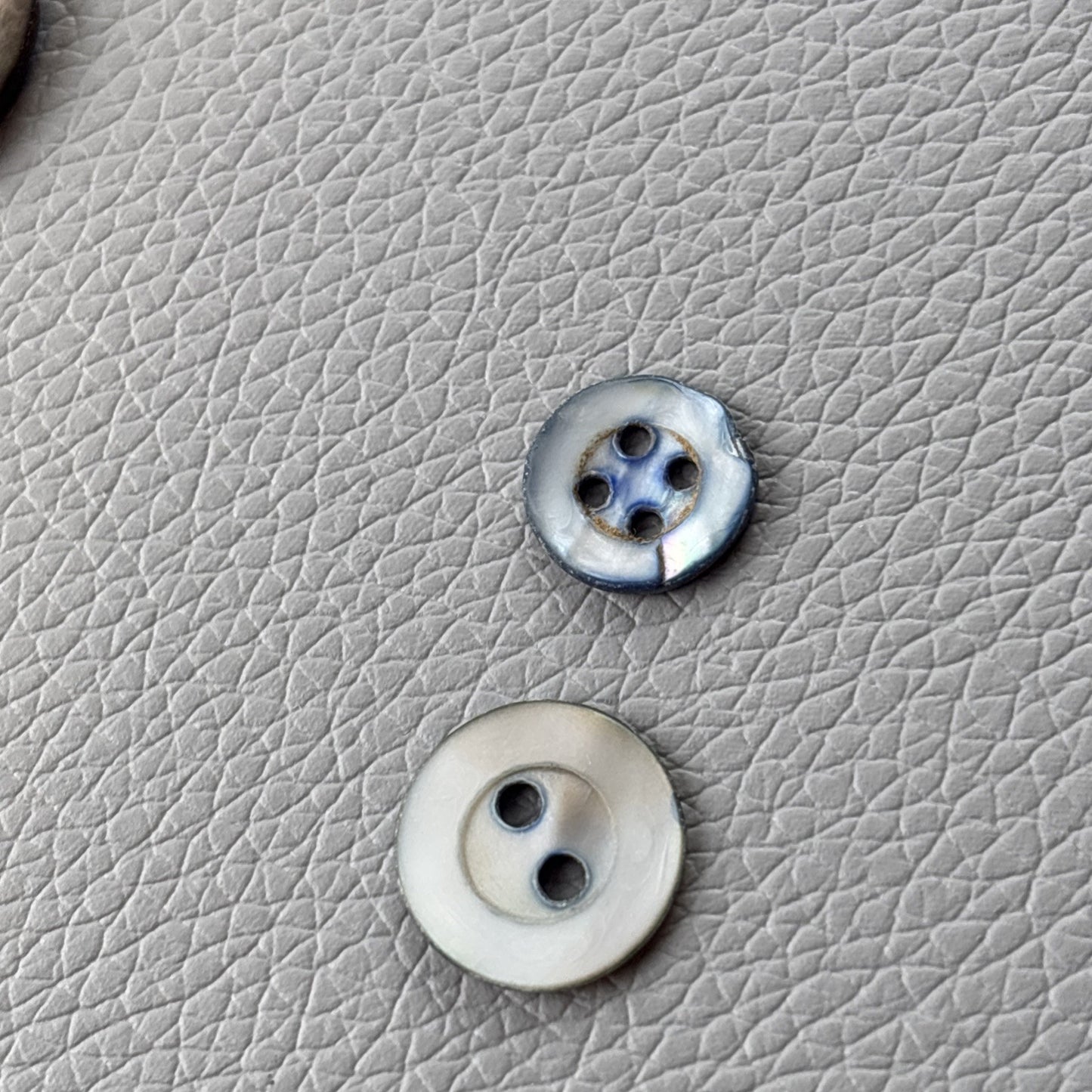 Vintage Mother Of Pearl Buttons. Lot Of 11 Two Hole And Four Hole Round Buttons