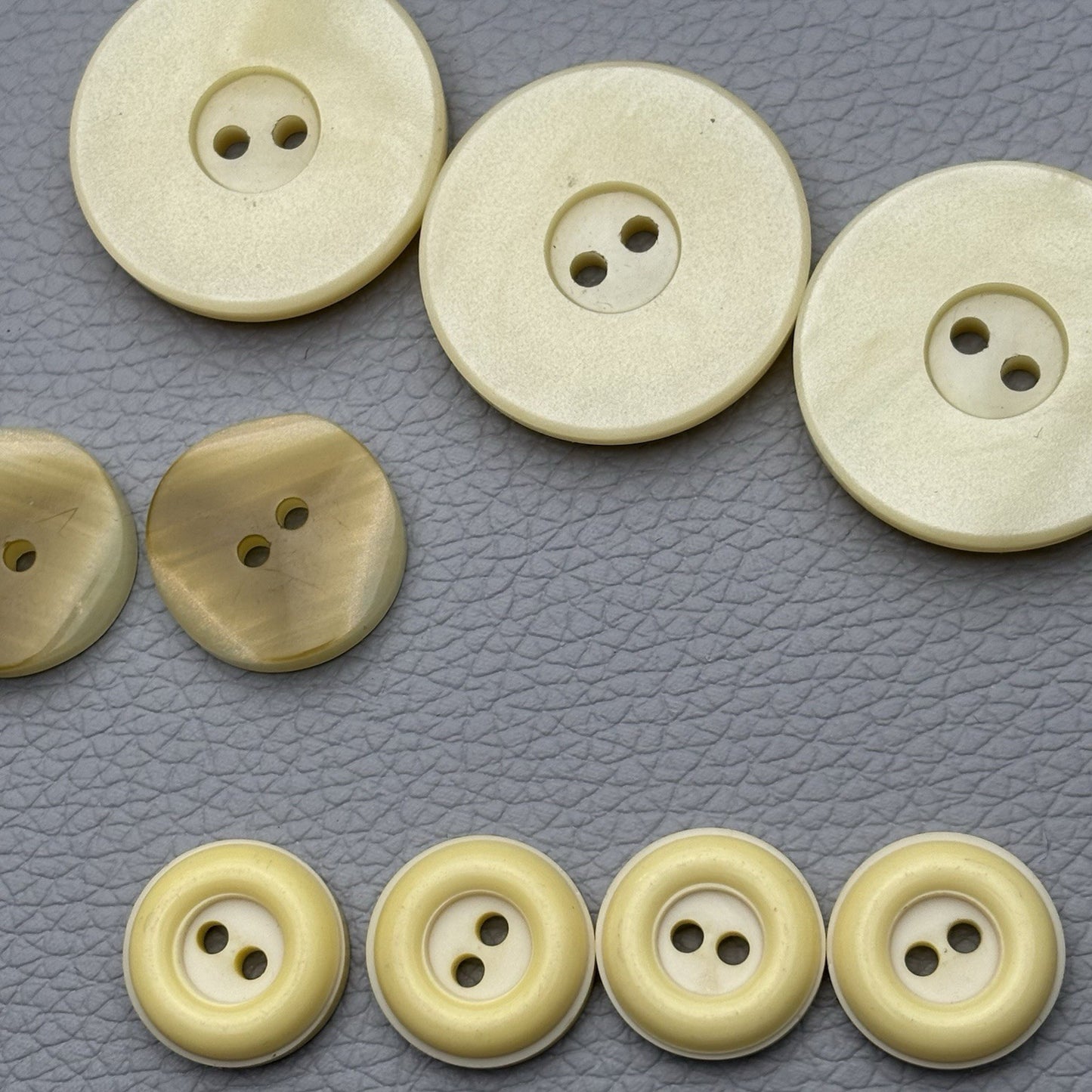 Vintage Yellow Beige Button 62 Lot Two Hole Four Hole Early Plastic Casein Stone