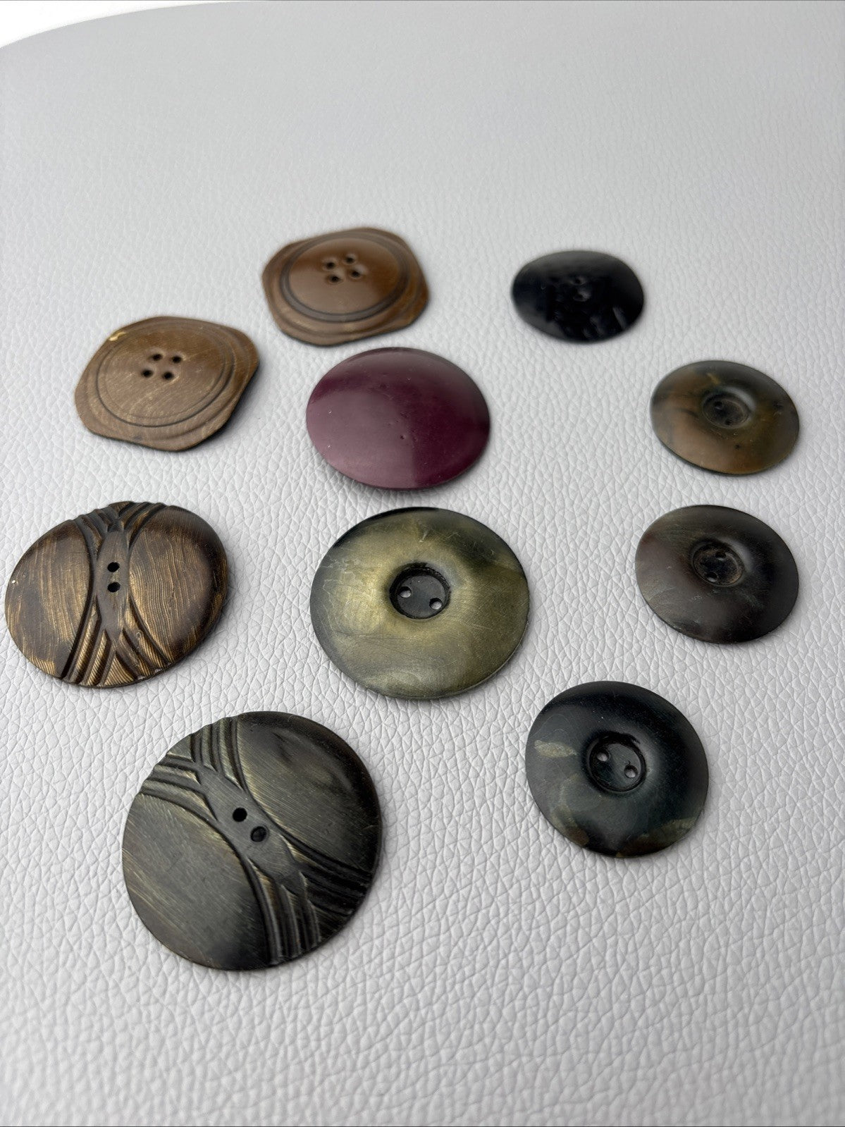 Vintage 1930s Mixed Bakelite Catalin Casein Buttons Lot of 9 Marbled Art Deco