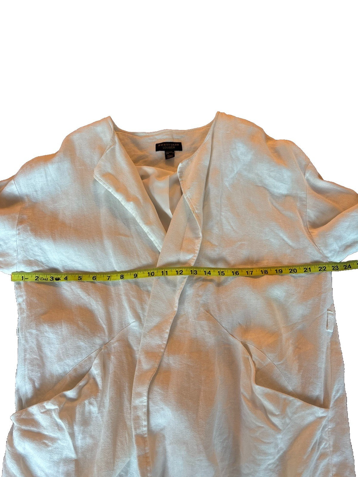 Vintage White Linen Jacket Portfolio Louben Women’s Sz 12 Quiet Luxury Coatigan
