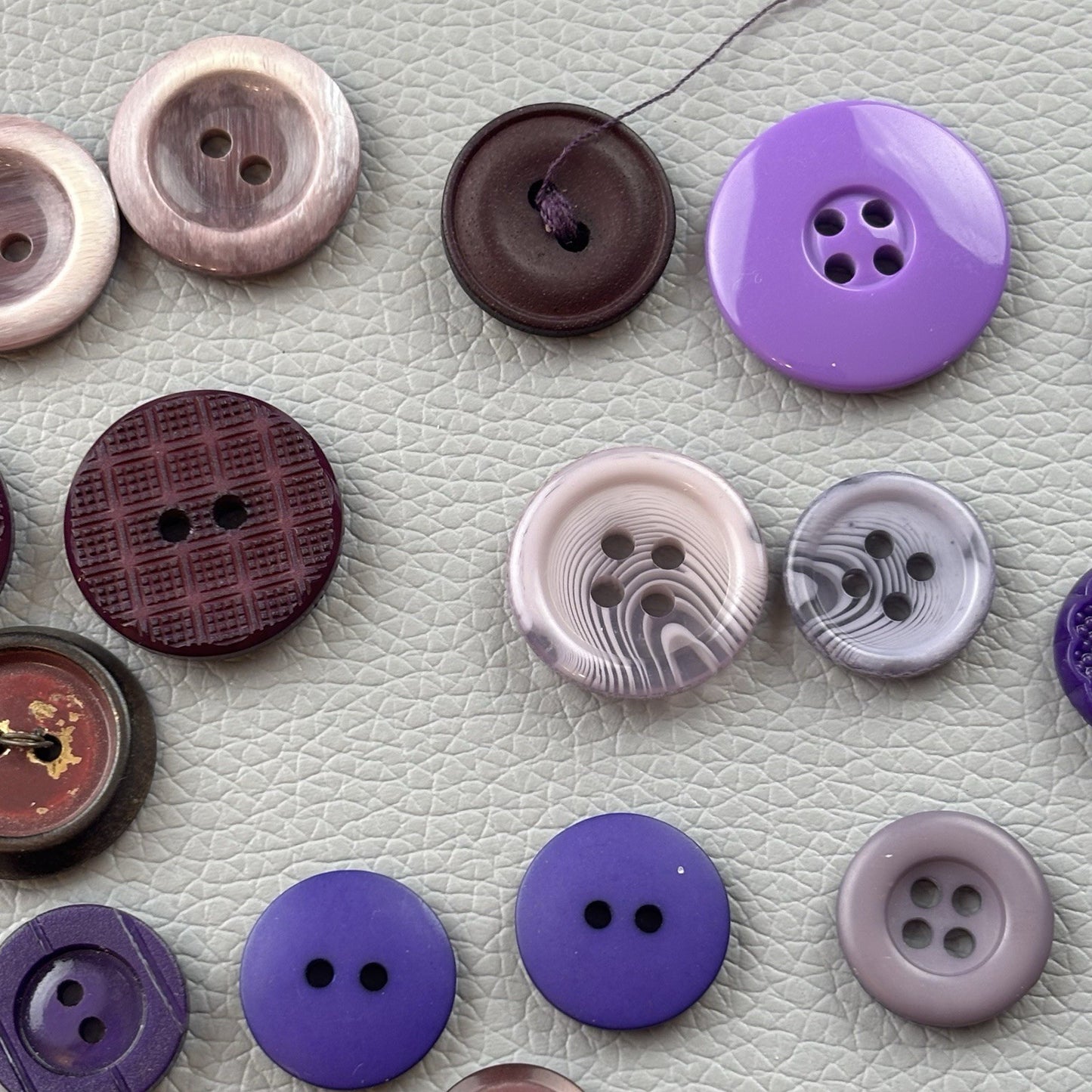 Vintage + New Purple Two Hole + Four Hole Round Button Lot 67 Pieces Sew Crafts
