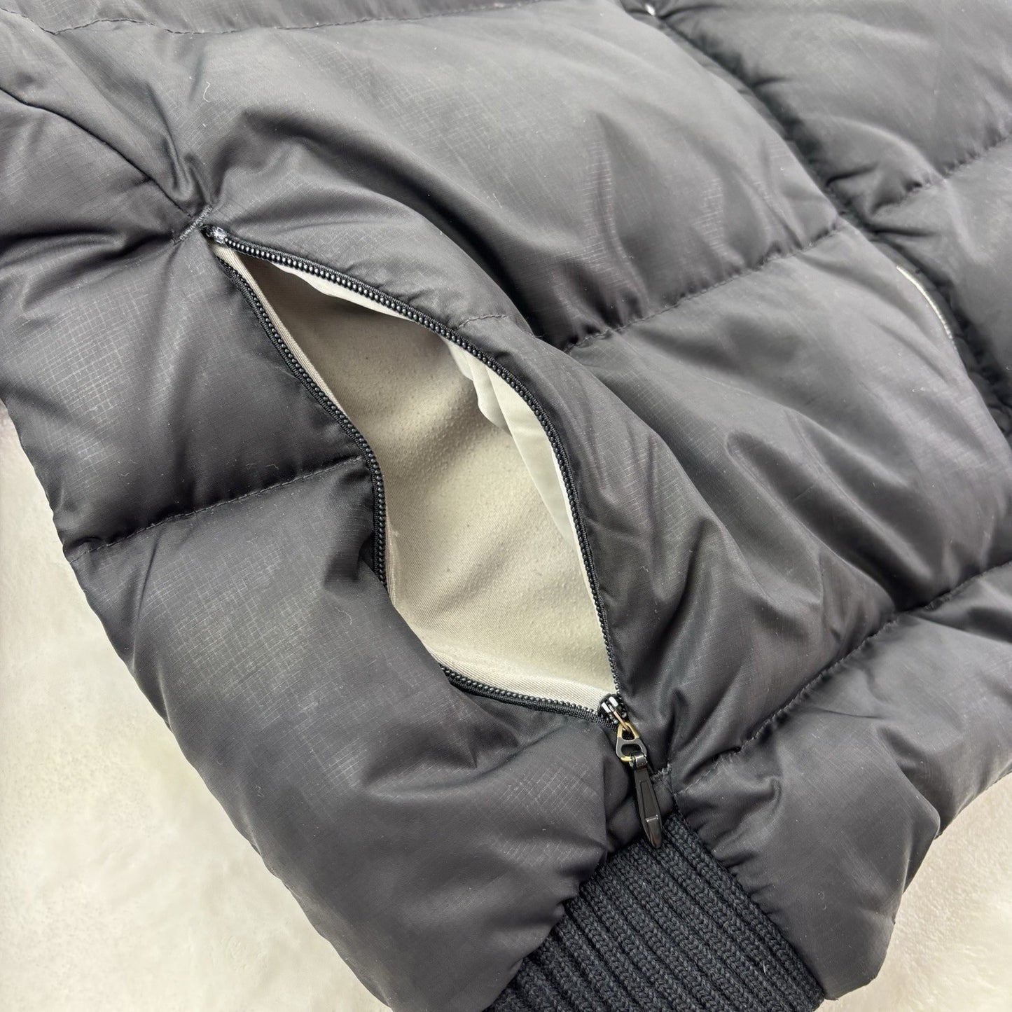 Woolrich Down Puffer Jacket Black Gorpcore Minimalist Outdoor Large