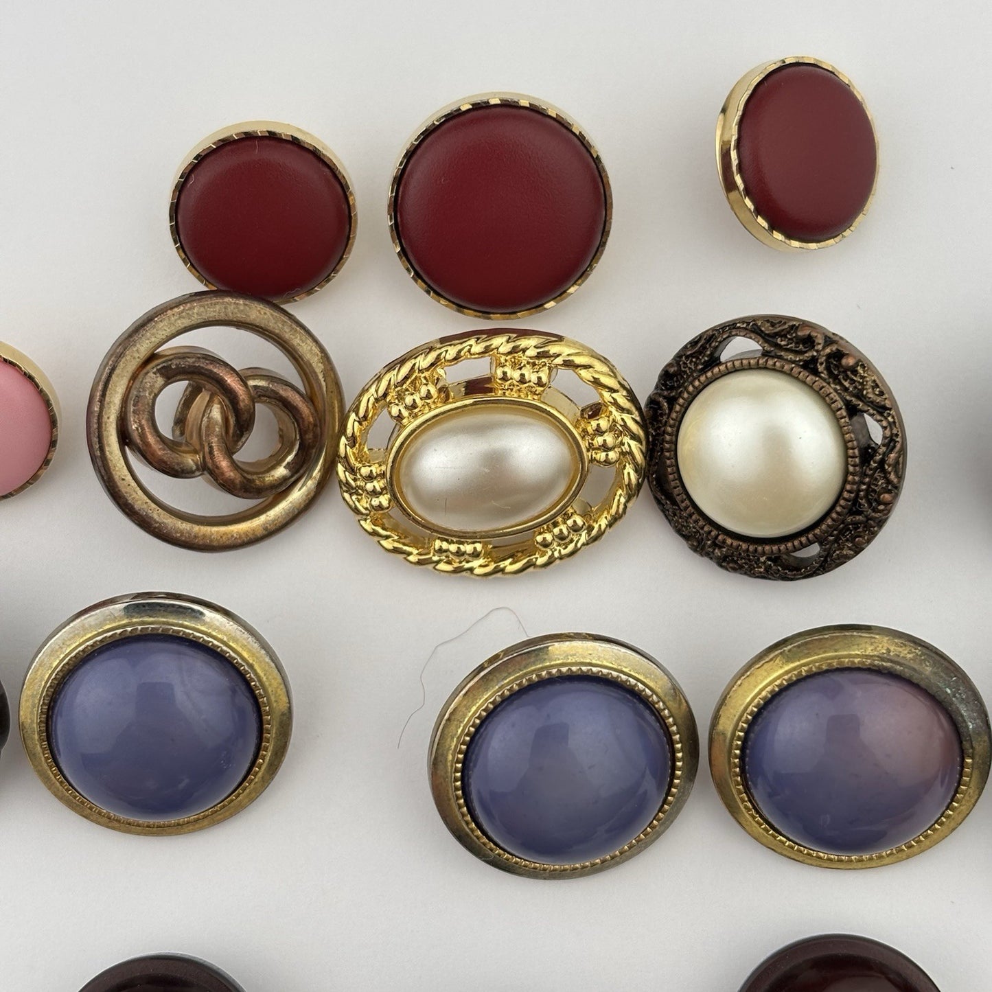 Vintage Jewel-Tone Button Lot – Enamel, Faux Pearl & Gemstone Styles, 25pcs