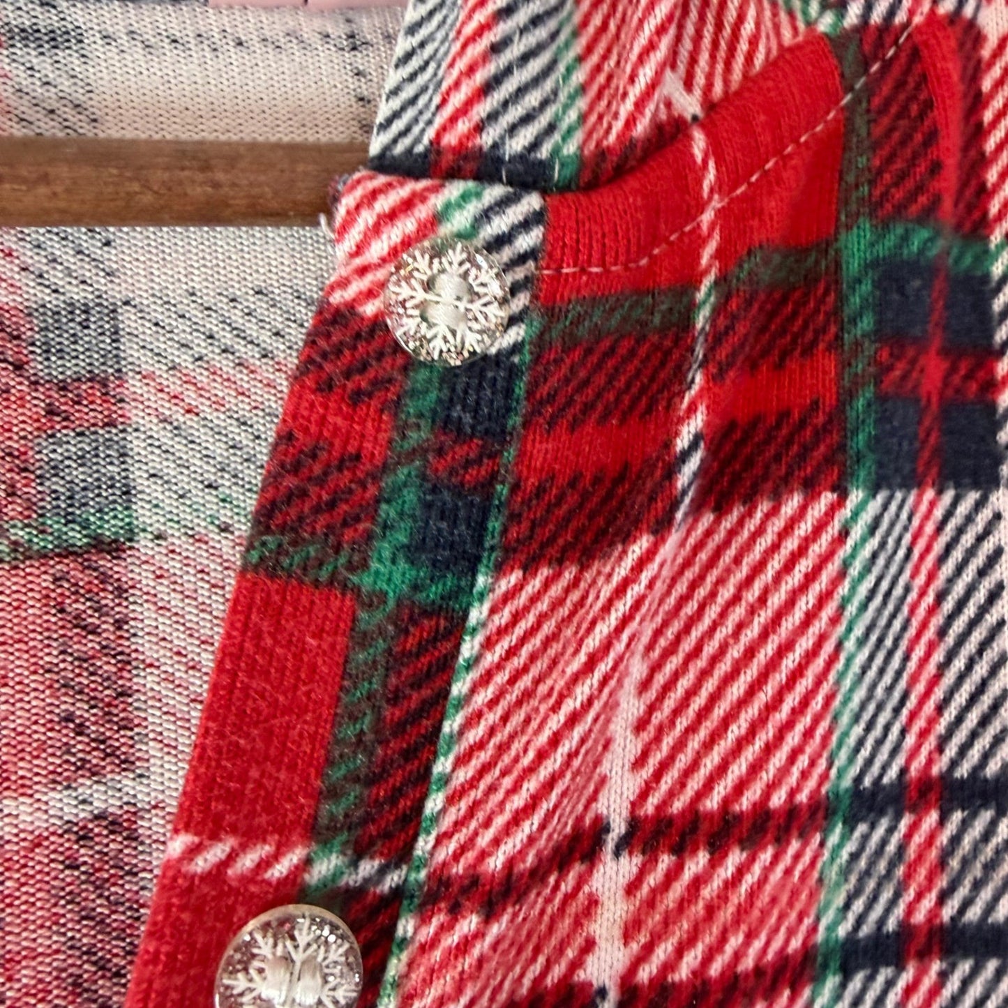 La Vie en Rose Pajama One Piece Plaid Hooded Christmas Loungewear XS