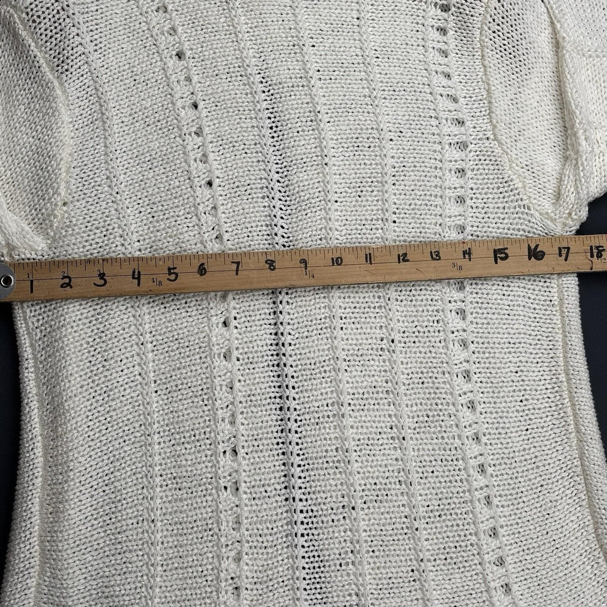 Vintage MOFFI International Ivory Open Knit Cardigan Bell Sleeve  Boho Sz Small