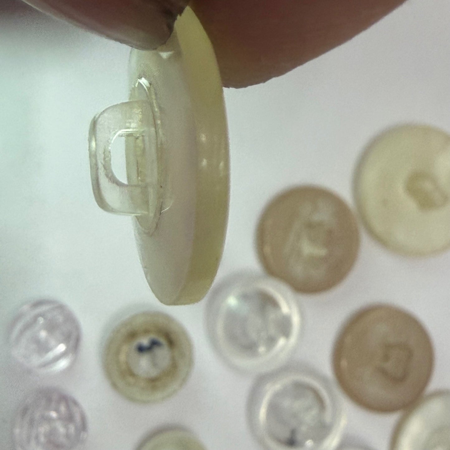 Vintage White Button Lot Plastic Lucite Rhinestone Shank Buttons Sewing Craft
