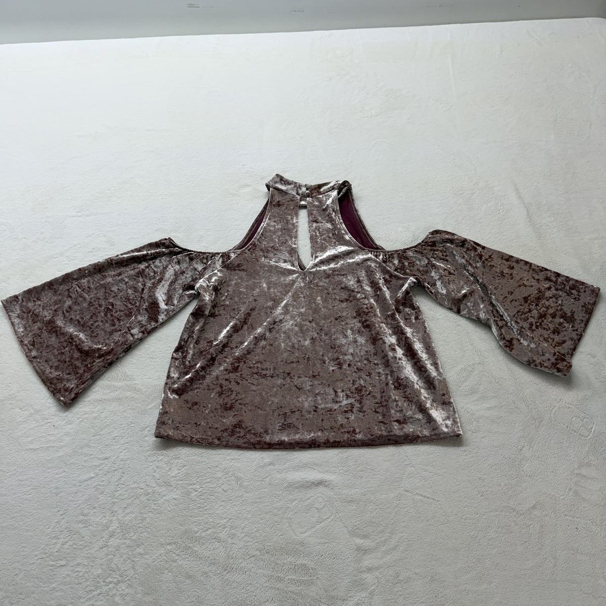 Boho Crushed Velvet  Cold Shoulder Top Whimsigoth Fairycore Princesscore Pastel