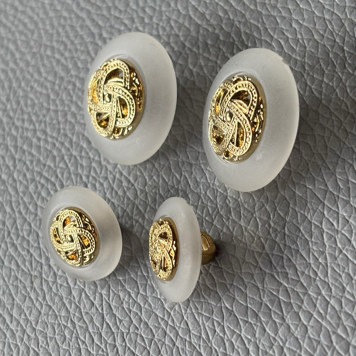 Contemporary Gold Filigree Cabochon Button Lot Pink Aqua Frosted Retro Style Set