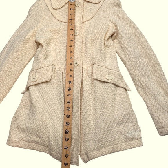 Billabong Cream Textured Peplum Coat Jacket Women's Size Small