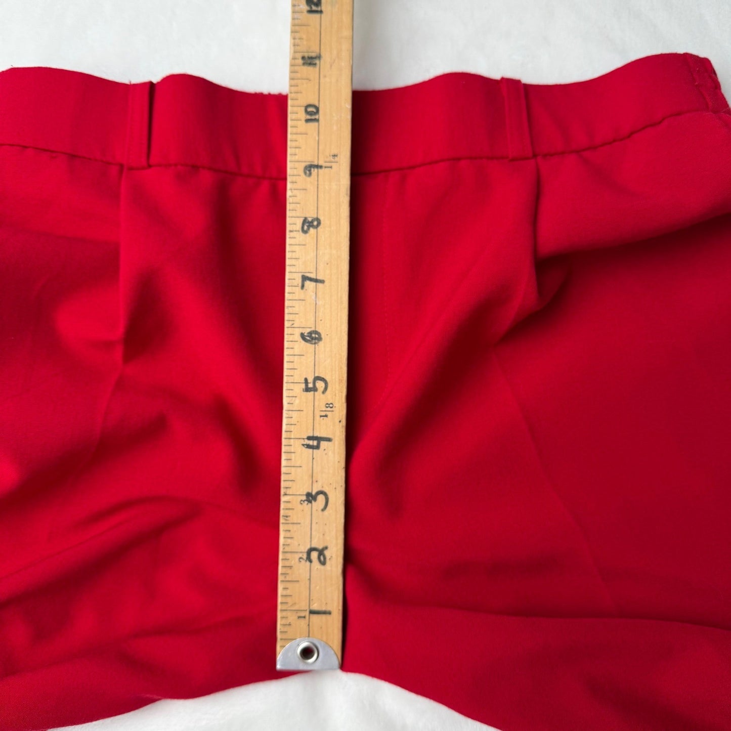 TROVARE Red Pleated Trousers Pants Elastic Waist Women's M/M career Office