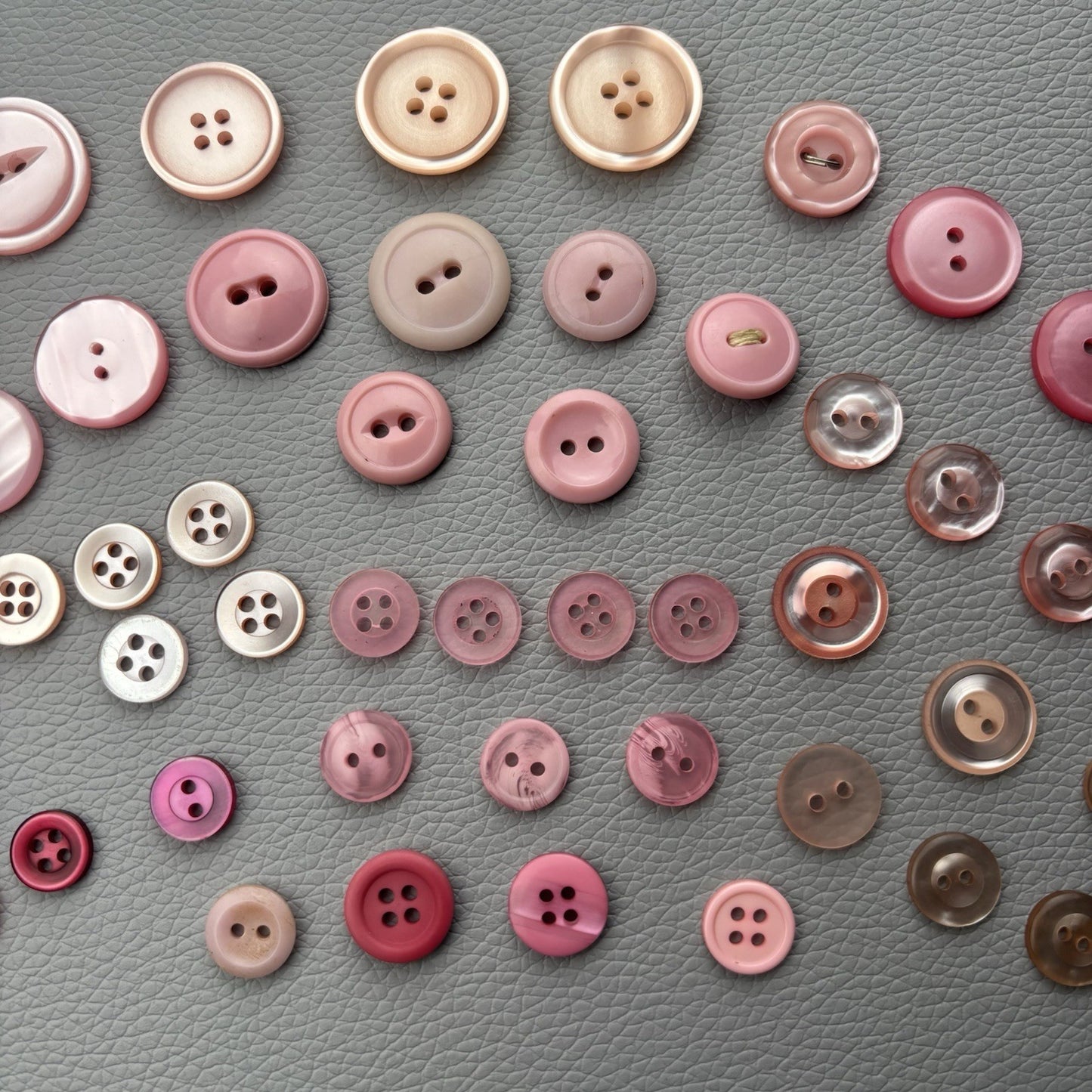 Vintage Pink Button Lot | 56 Pcs Blush & Rose Casein  Mix Mid Century Sewing