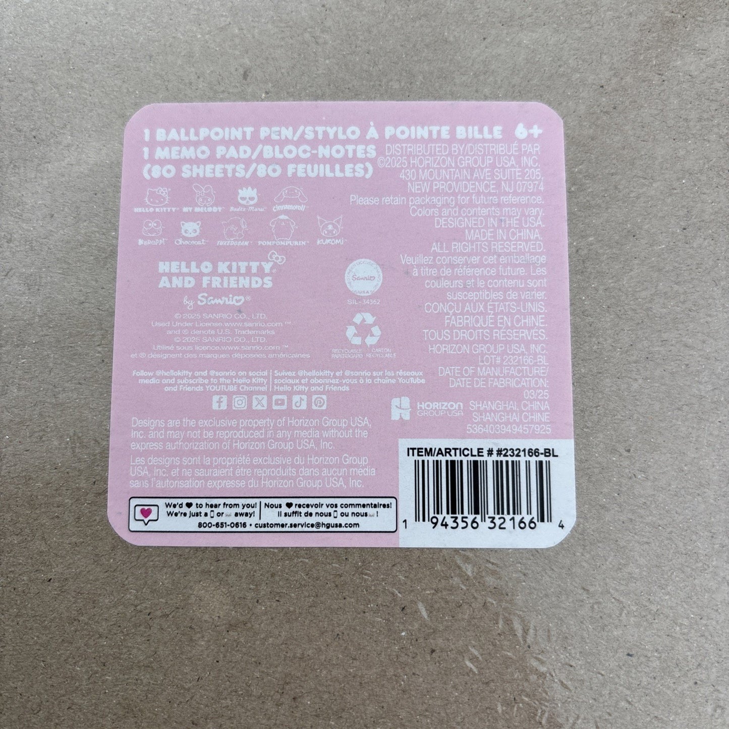 Hello Kitty and Friends Snack Shop Memo Pad & Pen Set — Kawaii Sanrio Notepad