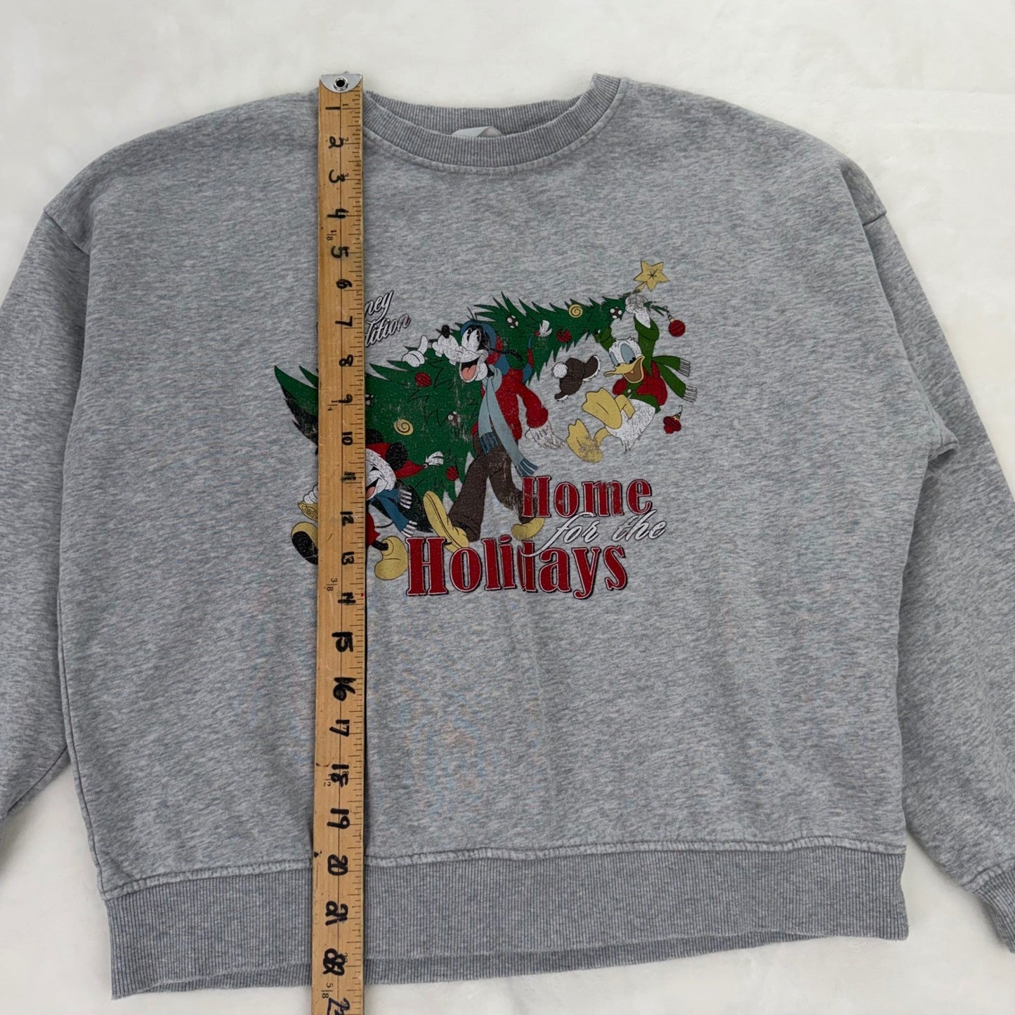 H&M Disney Home for the Holidays Mickey Mouse Gray Graphic Sweatshirt XS