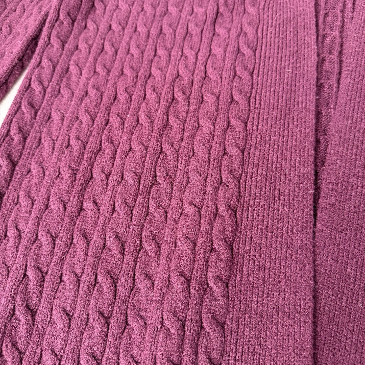 LAURA petites Dark Purple Cardigan Cable Knit Women's Sz Small Open Front Casual